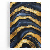 High-End Abstract Wall Decor – Navy Blue & Gold Luxury Print