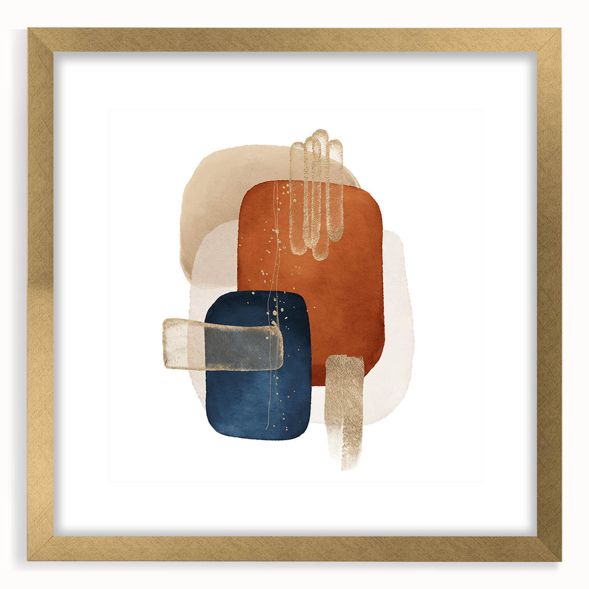 Abstract Geometric Framed Art – Minimalist Wall Art in Earth Tones