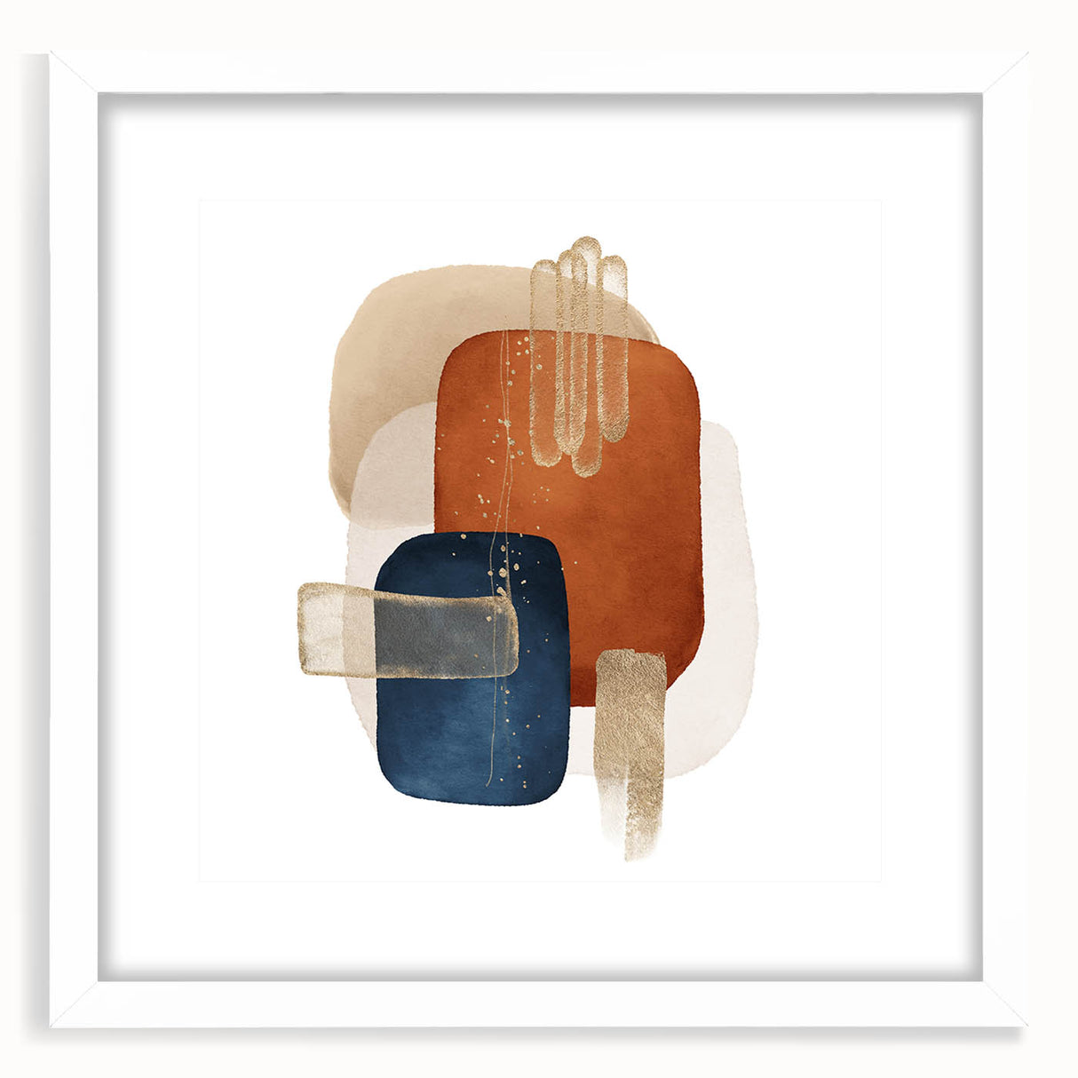 Abstract Geometric Framed Art – Minimalist Wall Art in Earth Tones