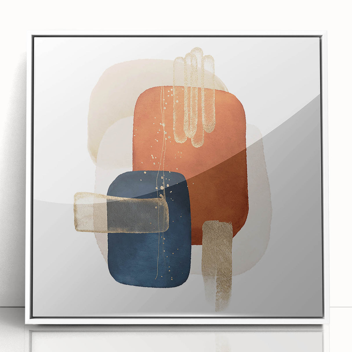 Abstract Geometric Framed Art – Minimalist Wall Art in Earth Tones