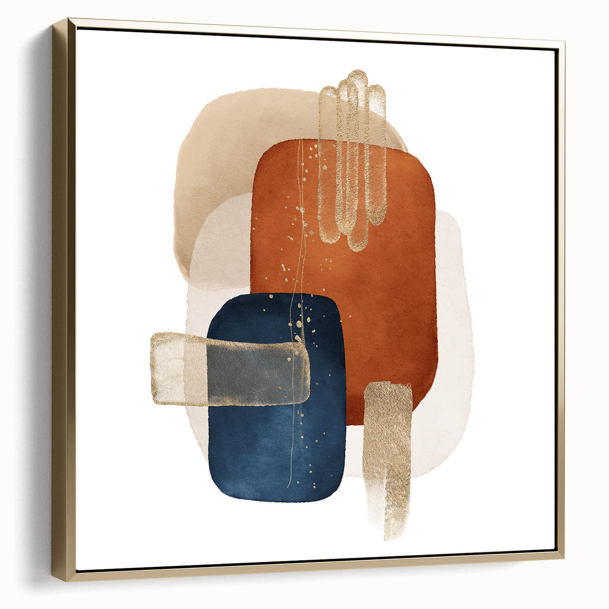 Abstract Geometric Framed Art – Minimalist Wall Art in Earth Tones