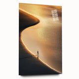Minimalist Horizon Art – Golden Coastal Sunset Reflection Print