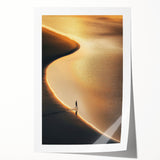Minimalist Horizon Art – Golden Coastal Sunset Reflection Print