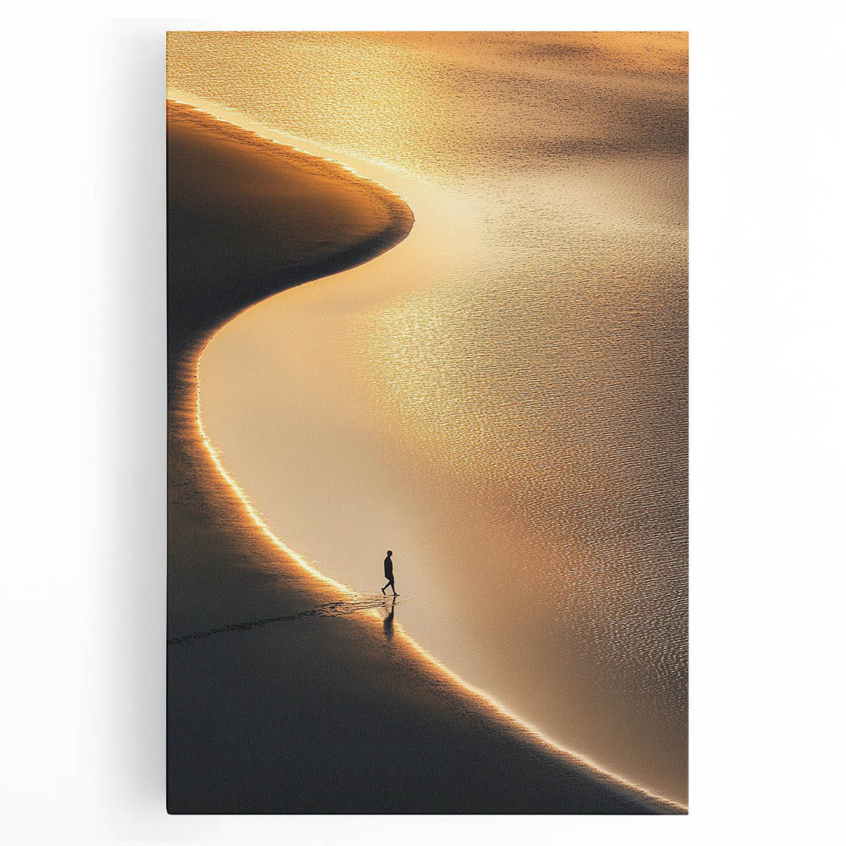 Minimalist Horizon Art – Golden Coastal Sunset Reflection Print