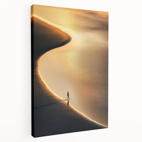 Minimalist Horizon Art – Golden Coastal Sunset Reflection Print