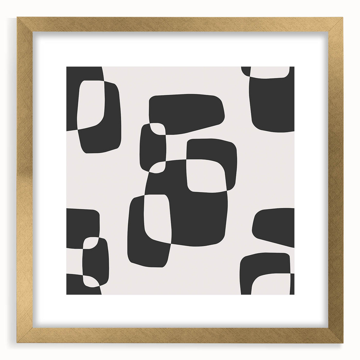 Minimalist Abstract Wall Art - Black and White Organic Shapes