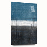 Moody Modern Wall Art – Deep Blue & Gray Abstract Landscape