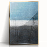 Moody Modern Wall Art – Deep Blue & Gray Abstract Landscape