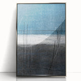 Moody Modern Wall Art – Deep Blue & Gray Abstract Landscape