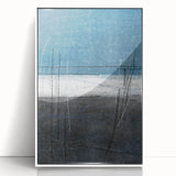 Moody Modern Wall Art – Deep Blue & Gray Abstract Landscape
