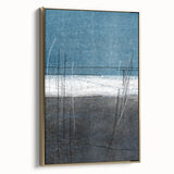 Moody Modern Wall Art – Deep Blue & Gray Abstract Landscape