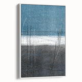 Moody Modern Wall Art – Deep Blue & Gray Abstract Landscape