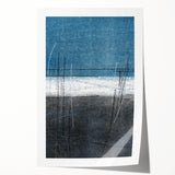 Moody Modern Wall Art – Deep Blue & Gray Abstract Landscape