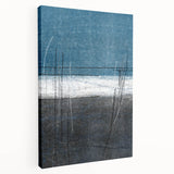 Moody Modern Wall Art – Deep Blue & Gray Abstract Landscape