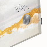 Elegant Zen Garden Wall Art – Golden Mountains & Birds