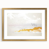 Elegant Zen Garden Wall Art – Golden Mountains & Birds