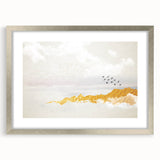 Elegant Zen Garden Wall Art – Golden Mountains & Birds