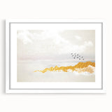 Elegant Zen Garden Wall Art – Golden Mountains & Birds
