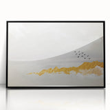 Elegant Zen Garden Wall Art – Golden Mountains & Birds