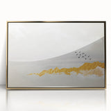 Elegant Zen Garden Wall Art – Golden Mountains & Birds