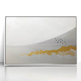 Elegant Zen Garden Wall Art – Golden Mountains & Birds