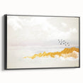 Elegant Zen Garden Wall Art – Golden Mountains & Birds