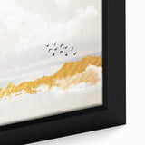 Elegant Zen Garden Wall Art – Golden Mountains & Birds