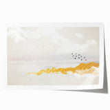 Elegant Zen Garden Wall Art – Golden Mountains & Birds