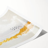 Elegant Zen Garden Wall Art – Golden Mountains & Birds