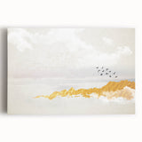 Elegant Zen Garden Wall Art – Golden Mountains & Birds