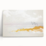 Elegant Zen Garden Wall Art – Golden Mountains & Birds