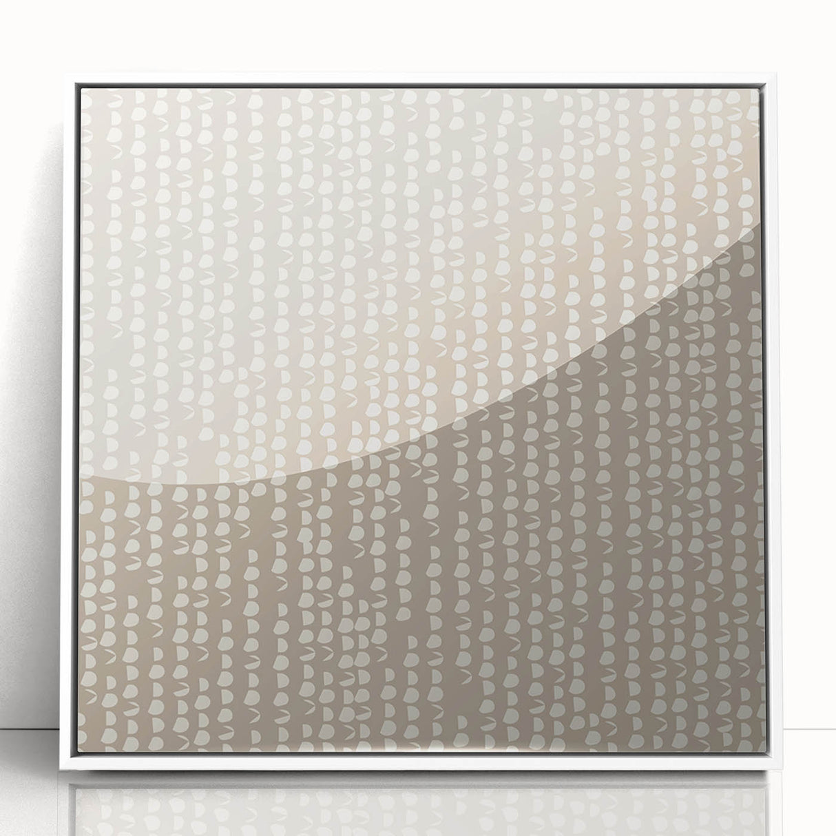 Geometric Abstract Canvas Art – Minimal Dot Grid in Soft Beige