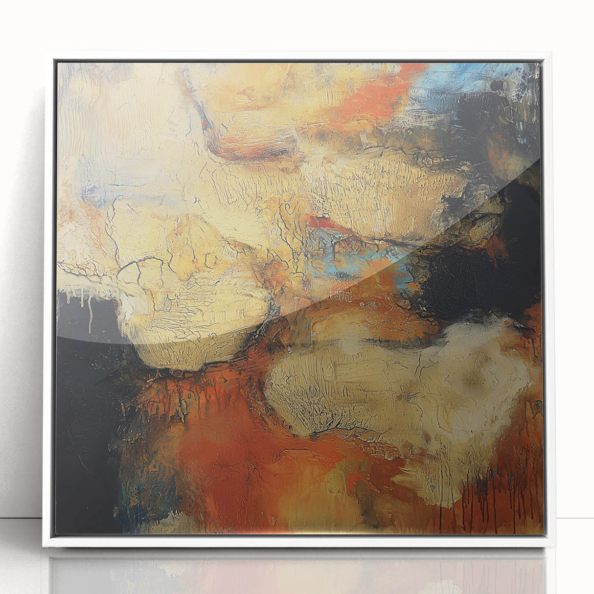 Earthen Harmony Abstracts – Fiery Orange & Beige Modern Wall Art