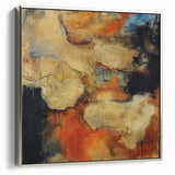 Earthen Harmony Abstracts – Fiery Orange & Beige Modern Wall Art