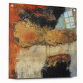 Abstract Wall Art – Fiery Earth Textures with Gold and Sky Blue Accents