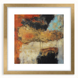 Abstract Wall Art – Fiery Earth Textures with Gold and Sky Blue Accents