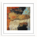 Abstract Wall Art – Fiery Earth Textures with Gold and Sky Blue Accents