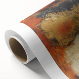 Abstract Wall Art – Fiery Earth Textures with Gold and Sky Blue Accents