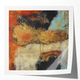 Abstract Wall Art – Fiery Earth Textures with Gold and Sky Blue Accents