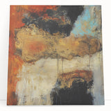 Abstract Wall Art – Fiery Earth Textures with Gold and Sky Blue Accents