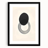 Modern Abstract Art – Black Circle and Gray Ring Minimalist Canvas
