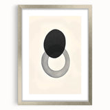 Modern Abstract Art – Black Circle and Gray Ring Minimalist Canvas