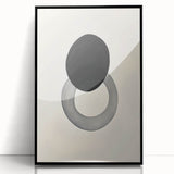 Modern Abstract Art – Black Circle and Gray Ring Minimalist Canvas