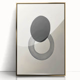Modern Abstract Art – Black Circle and Gray Ring Minimalist Canvas
