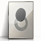 Modern Abstract Art – Black Circle and Gray Ring Minimalist Canvas