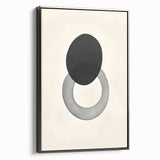 Modern Abstract Art – Black Circle and Gray Ring Minimalist Canvas