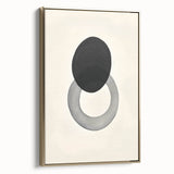 Modern Abstract Art – Black Circle and Gray Ring Minimalist Canvas