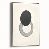 Modern Abstract Art – Black Circle and Gray Ring Minimalist Canvas