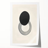 Modern Abstract Art – Black Circle and Gray Ring Minimalist Canvas