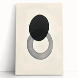 Modern Abstract Art – Black Circle and Gray Ring Minimalist Canvas